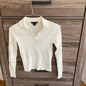 Club Monaco Ivory Ribbed Blouse
